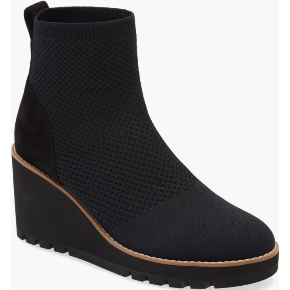 Eileen Fisher Amos London Knit Wedge Bootie in Black Size 8.5 NWT